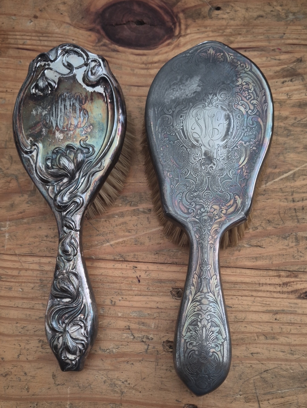 Vintage Silver Ornate Hair Brush - Elegant Silver Plate